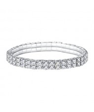 Double Row Rhinestone Bling Fashion Wholesale Women Bride Bracelet