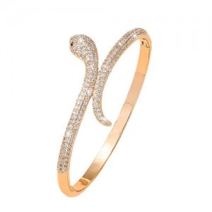 Snake Shape Design Full Cubic Zirconia Glisten Vintage Women Bangle