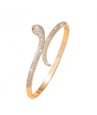 Snake Shape Design Full Cubic Zirconia Glisten Vintage Women Bangle