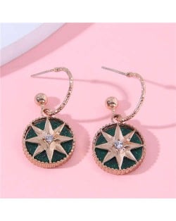 Golden Round Lucky Star Pendant Design Wholesale Women Stud Earrings