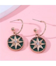Golden Round Lucky Star Pendant Design Wholesale Women Stud Earrings