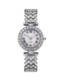 Rome Classic Design Rhinestone Full Paved Wholesale Fashion Women Watch - Golden