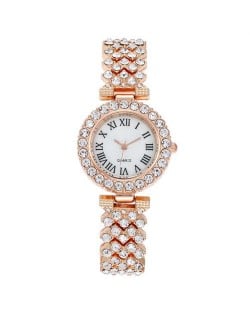 Rome Classic Design Rhinestone Full Paved Wholesale Fashion Women Watch - Silver