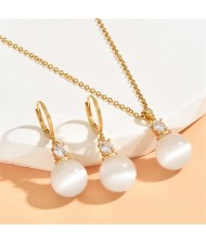 Elegant Fashion Sweet Style White Opal Pendant Earrings and Necklace Set