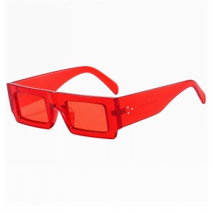 Summer Passion Color Rectangle Small Frame Fashion Wholesale Women Sunglasses - Red