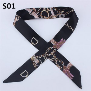 Vintage British Style 95*4 cm Wholesale Women Bow Tie Fashion Small Scarf - S01