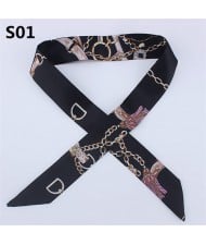 Vintage British Style 95*4 cm Wholesale Women Bow Tie Fashion Small Scarf - S01