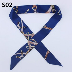 Vintage British Style 95*4 cm Wholesale Women Bow Tie Fashion Small Scarf - S02