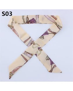 Vintage British Style 95*4 cm Wholesale Women Bow Tie Fashion Small Scarf - S02