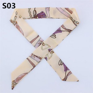 Vintage British Style 95*4 cm Wholesale Women Bow Tie Fashion Small Scarf - S03