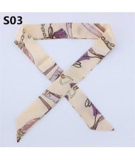 Vintage British Style 95*4 cm Wholesale Women Bow Tie Fashion Small Scarf - S03