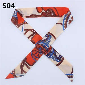 Vintage British Style 95*4 cm Wholesale Women Bow Tie Fashion Small Scarf - S04