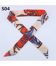 Vintage British Style 95*4 cm Wholesale Women Bow Tie Fashion Small Scarf - S04