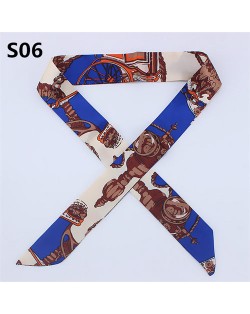 Vintage British Style 95*4 cm Wholesale Women Bow Tie Fashion Small Scarf - S05