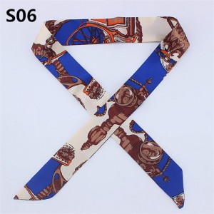 Vintage British Style 95*4 cm Wholesale Women Bow Tie Fashion Small Scarf - S06