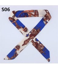 Vintage British Style 95*4 cm Wholesale Women Bow Tie Fashion Small Scarf - S06