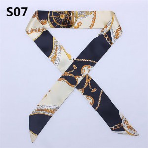 Vintage British Style 95*4 cm Wholesale Women Bow Tie Fashion Small Scarf - S07