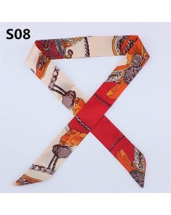 Vintage British Style 95*4 cm Wholesale Women Bow Tie Fashion Small Scarf - S07