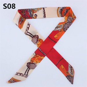 Vintage British Style 95*4 cm Wholesale Women Bow Tie Fashion Small Scarf - S08