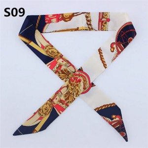 Vintage British Style 95*4 cm Wholesale Women Bow Tie Fashion Small Scarf - S09