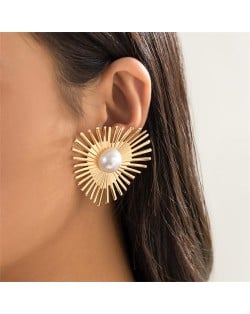 (5 Pairs Set)France Vintage Style Pearl and Sun Moon Wholesale Women Earrings Set