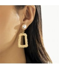 Simple Trapezoid Design Metal Texture Style Fashion Wholesale Women Earrings - Golden