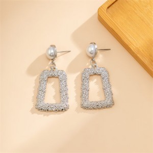 Simple Trapezoid Design Metal Texture Style Fashion Wholesale Women Earrings - Silver