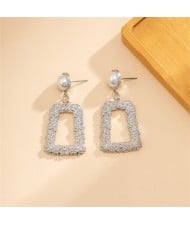 Simple Trapezoid Design Metal Texture Style Fashion Wholesale Women Earrings - Golden