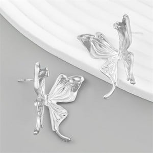 Vintage Style Elegant Butterfly Wholesale Fashion Alloy Women Stud Earrings - Silver