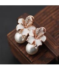 Noble Blooming Lily 18K Gold Plated Women Rose Gold Earrings