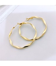 Korean Fashion Unique Wavy Shape Circle Wholesale Women Hoop Earrings