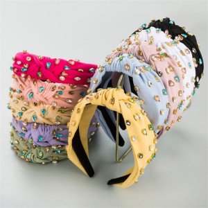 (10 Colors Available) Korean Hair Accessories Colorful Rhinestone Decorated Fashion Hair Hoop