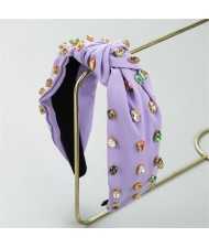 (10 Colors Available) Korean Hair Accessories Colorful Rhinestone Decorated Fashion Hair Hoop