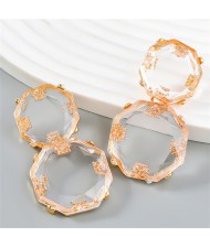 French Vintage Style Unique Octagon Shape Fashion Wholesale Women Earrings - White