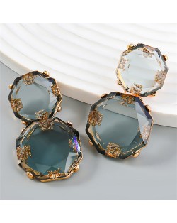 French Vintage Style Unique Octagon Shape Fashion Wholesale Women Earrings - White