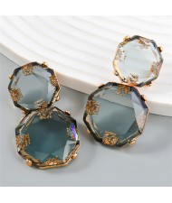 French Vintage Style Unique Octagon Shape Fashion Wholesale Women Earrings - White