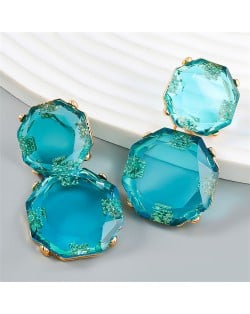 French Vintage Style Unique Octagon Shape Fashion Wholesale Women Earrings - Yellow