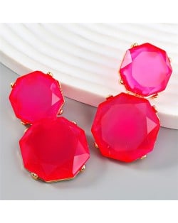 French Vintage Style Unique Octagon Shape Fashion Wholesale Women Earrings - Blue