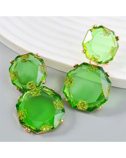 French Vintage Style Unique Octagon Shape Fashion Wholesale Women Earrings - Rose