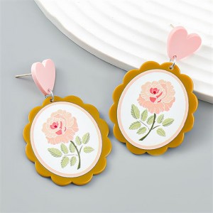 France Style Romantic Rose Oval Shape Vintage Wholesale Women Earrings