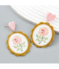 France Style Romantic Rose Oval Shape Vintage Wholesale Women Earrings