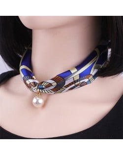 Leopard Head Pendant High Fashion Short Cool Style Women Scarf Necklace - Royal Blue