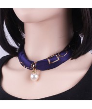 Korean Fashion Short Collarbone Printing Pearl Women Scarf Necklace - NO.3