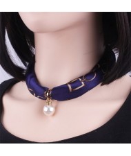 Korean Fashion Short Collarbone Printing Pearl Women Scarf Necklace - NO.2