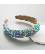Korean Hair Accessories Candy Colorful Mini Beads Decorated Wholesale Fashion Hair Hoop - Rose