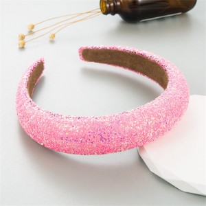 Korean Hair Accessories Candy Colorful Mini Beads Decorated Wholesale Fashion Hair Hoop - Pink