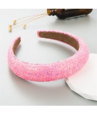 Korean Hair Accessories Candy Colorful Mini Beads Decorated Wholesale Fashion Hair Hoop - Pink