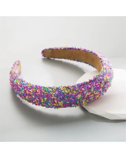 Korean Hair Accessories Candy Colorful Mini Beads Decorated Wholesale Fashion Hair Hoop - Yellow