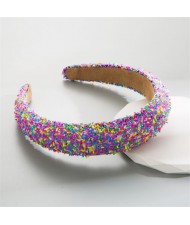 Korean Hair Accessories Candy Colorful Mini Beads Decorated Wholesale Fashion Hair Hoop - Yellow