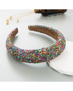 Korean Hair Accessories Candy Colorful Mini Beads Decorated Wholesale Fashion Hair Hoop - Purple